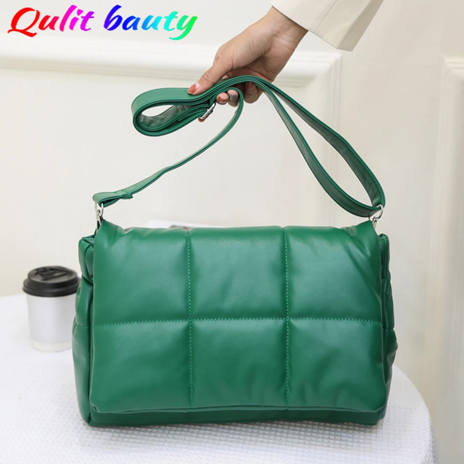 

Зимняя модная женская вместительная сумка, Высококачественная мягкая сумка через плечо из искусственной кожи с подкладкой, роскошная брен...