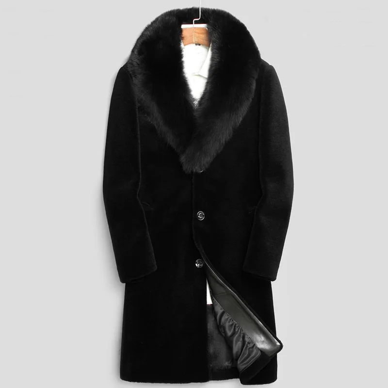 

Free shipping 2021 autumn and winter New imitation Marten overcoats men's whole mink long Haining mink fur coat casual plus size