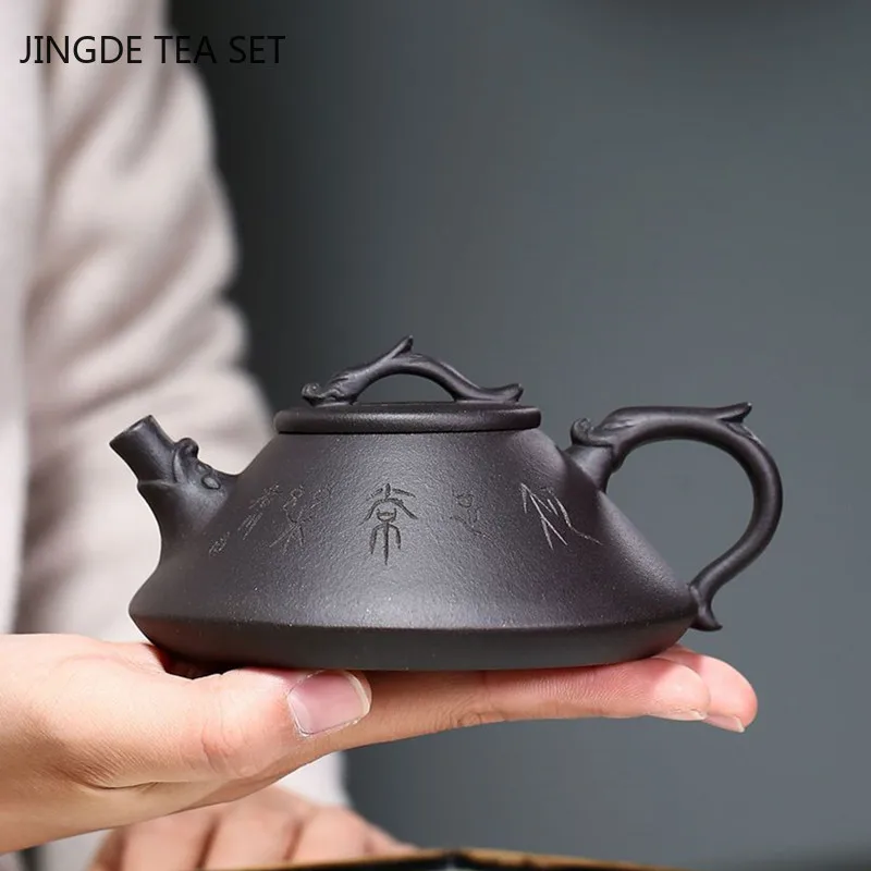 

Yixing Handmade Tea Pot Chinese Purple Clay Teapot Beauty Kettle Raw Ore Black Mud Teaware Tie Guanyin Tea Ceremony Gifts 170ml