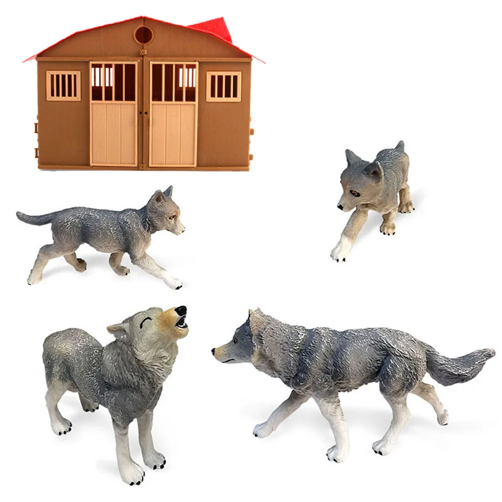 

4 шт./компл. моделирование животных мини зоопарк Волк король семейная модель фигурки куклы мальчики девочки игрушки сценарий автомобиль укр...