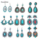 Женские серьги-гвоздики Banny, винтажные серьги-гвоздики в этническом стиле с бирюзой розового цвета