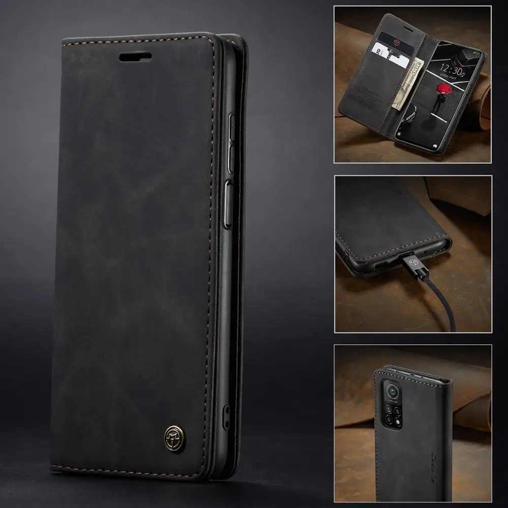 

CaseMe-013 Flip PU Leather Wallet Case Stand Cover Skin for Xiaomi 9 10T/Redmi Note 8 9s K20 K30 Pro Matte Style Shockproof Case