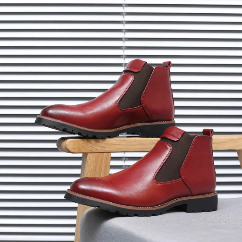 

Dropshipping Autumn Winter Genuine Leather Ankle Chelsea Boots Men Shoes Fur Warm Vintage Classic Male Casual Motorcycle Boot