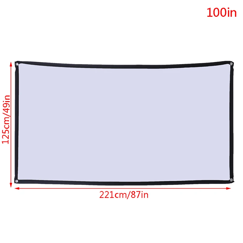 

60 100 120 inch Foldable Projector Screen HD White Projection Screen 3D Movie for Outdoor Camping 16:9 Portable 1pc