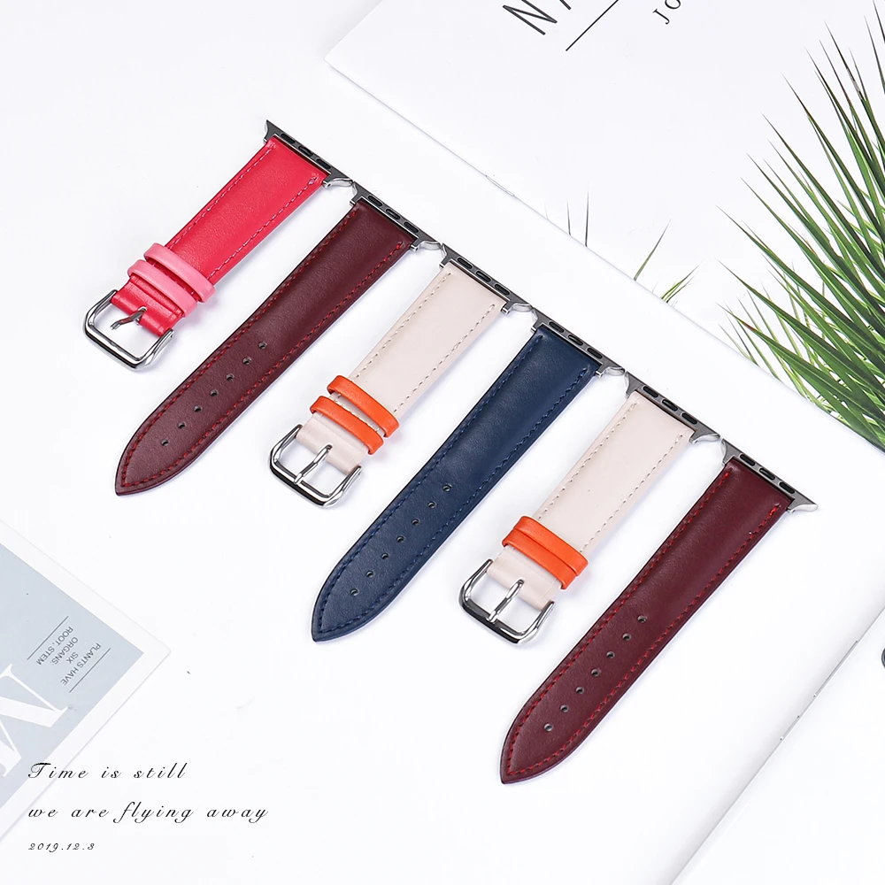 Ремешок кожаный для Apple Watch 6/5/4/3/2/1 38 мм 40 42 44 спортивный браслет Iwatch Series