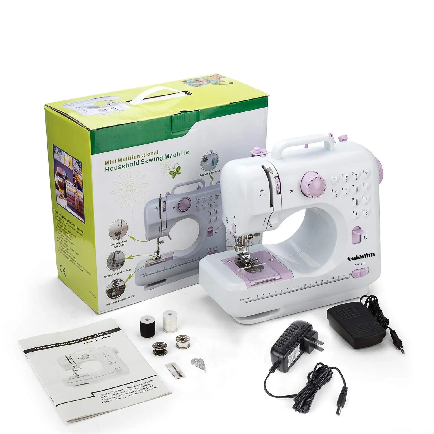 Мини 12v стежки швейная машина бытовая многофункциональная двойная нитка и