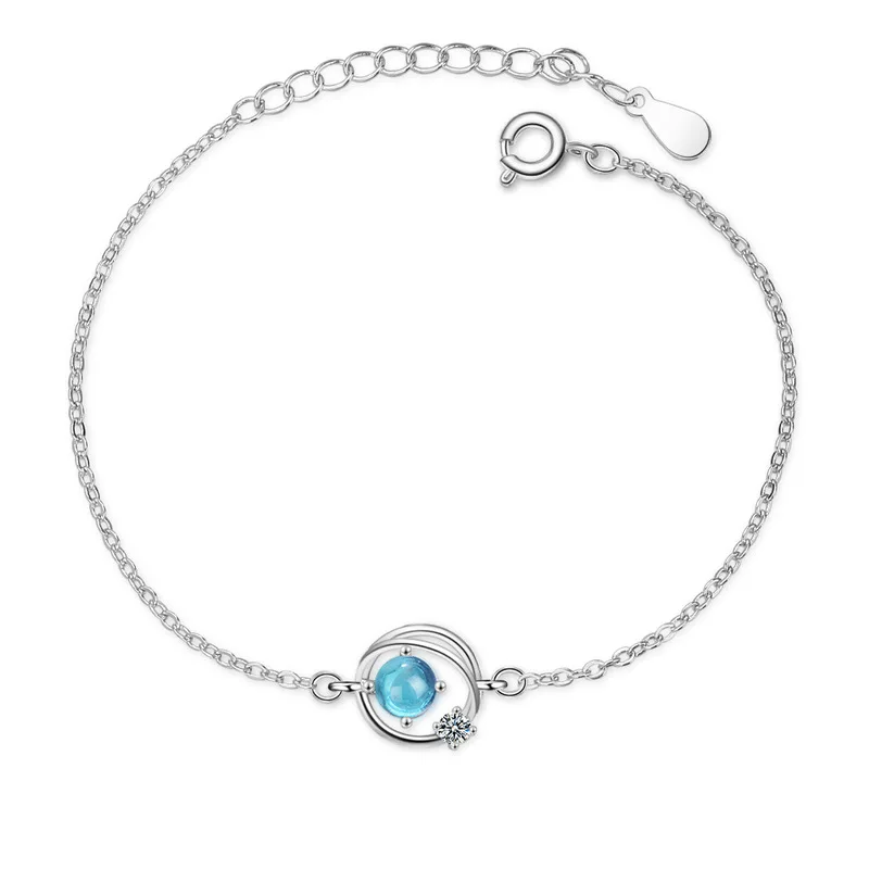 Girl Heart Blue Crystal Planet Universe Stars Bracelet Silver Color Resizable Bracelets Cute Christmas Fashion Gift | Украшения и