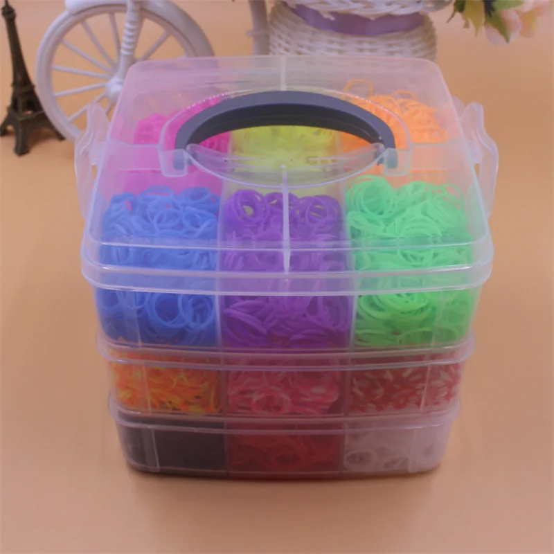 

4500pcs Rubber Bands DIY Weaving Tool Box Creative Set Elastic Silicone Bracelet Kit Kids Toys For Children Girls Gift