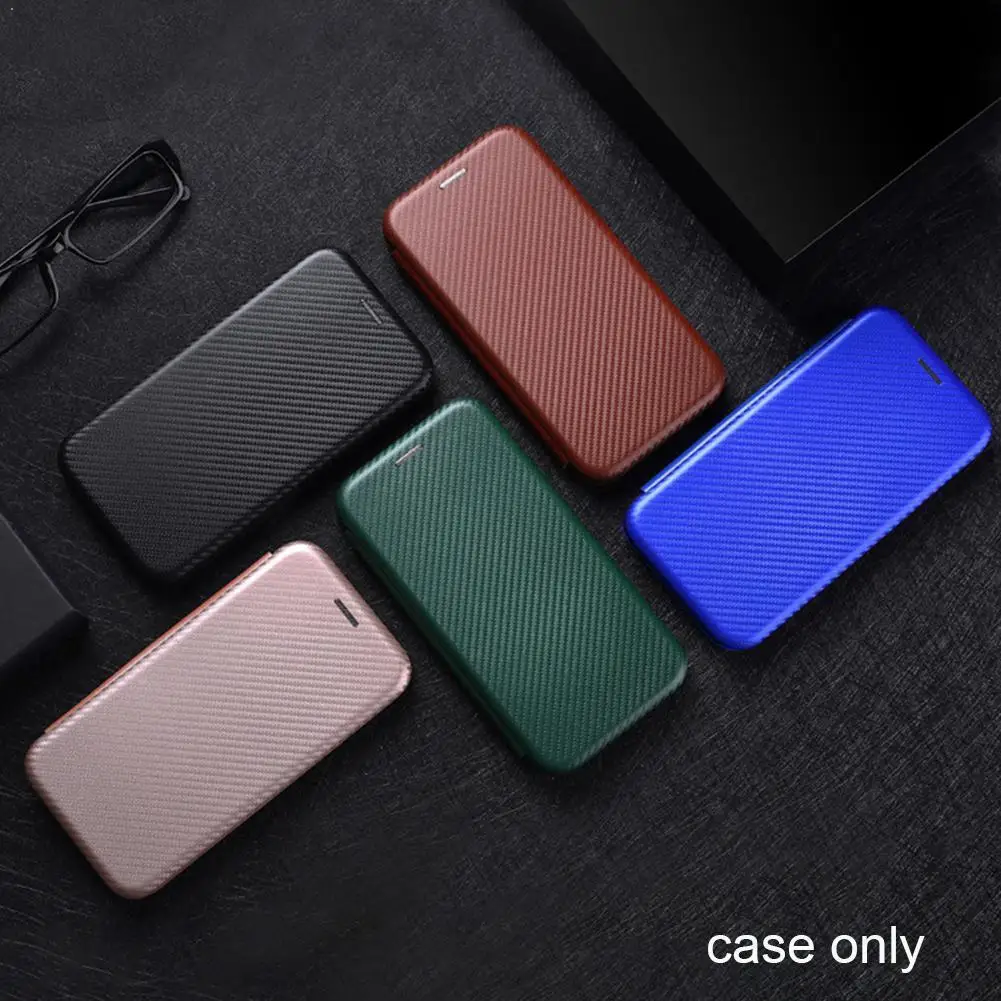 

1pc Carbon Fiber Flip Leather Case Shockproof Shatterproof Anti-scratch Card Case business protection Pro insert 10/10 For I4F8