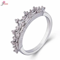 elegant cubic zircon crown 925 sterling silver jewelry women girls fashion party crystal rhinestone finger rings