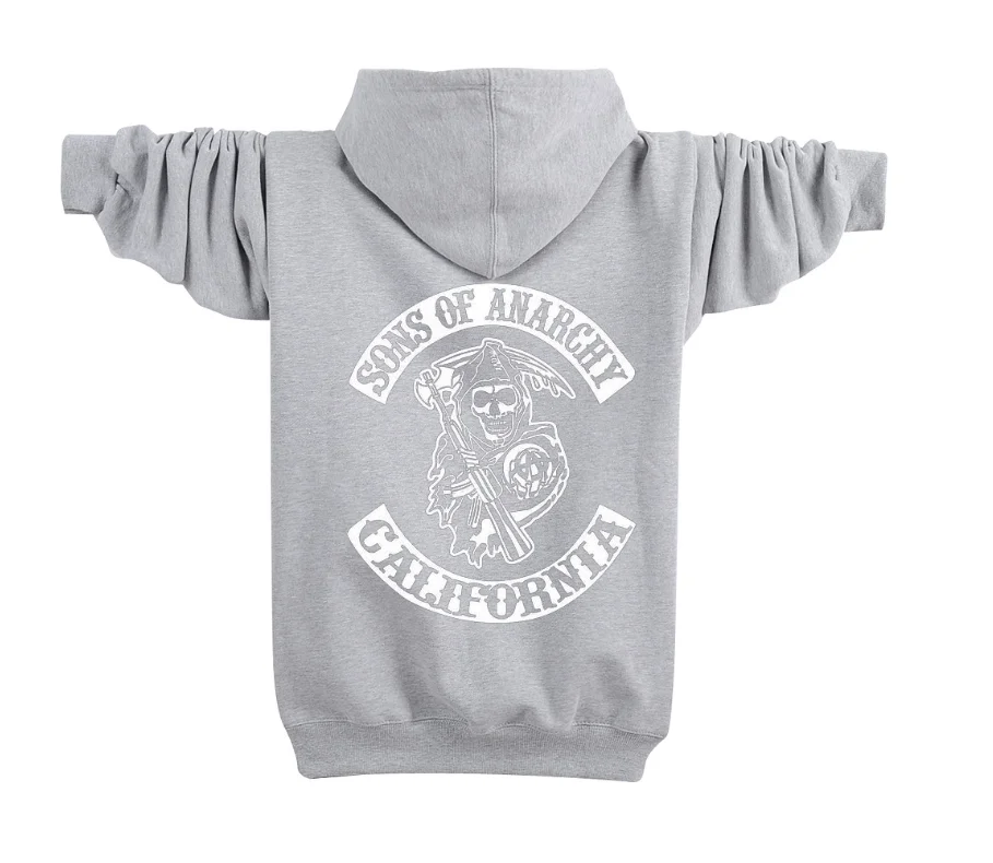 

2021NEW Sons of Anarchy logo zipper Sweatshirt Men Zipper Hoodies Autumn Hoodie Winter Long Fashion Casual Clothes