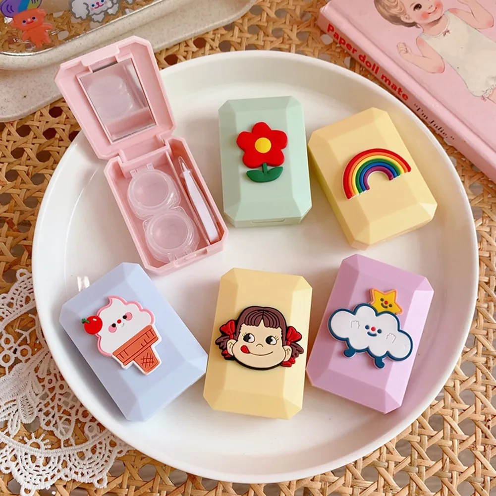 

Lovely Pocket Mini Contact Lens Case For Eyes Care Kit Easy Carry Mirror Lenses Box Container Gift New