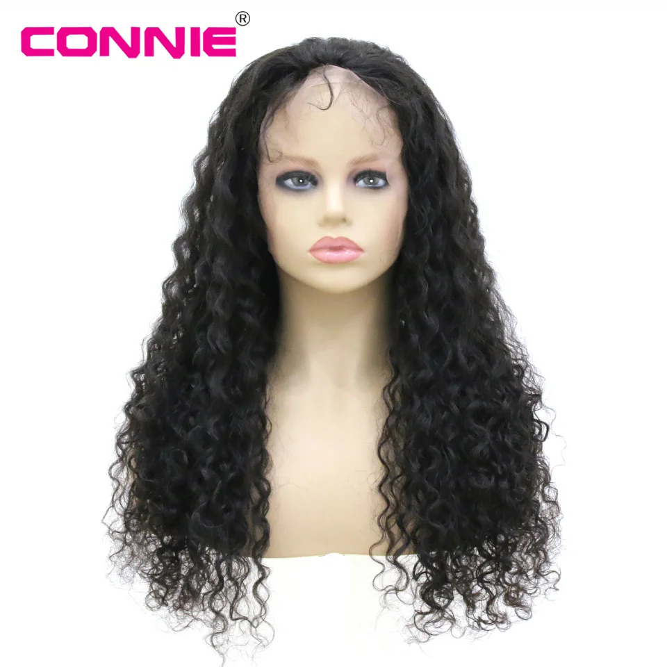 Накладные волосы Connie Curly 13X4 перуанские Remy с фронтальной и средней посадкой 10 30