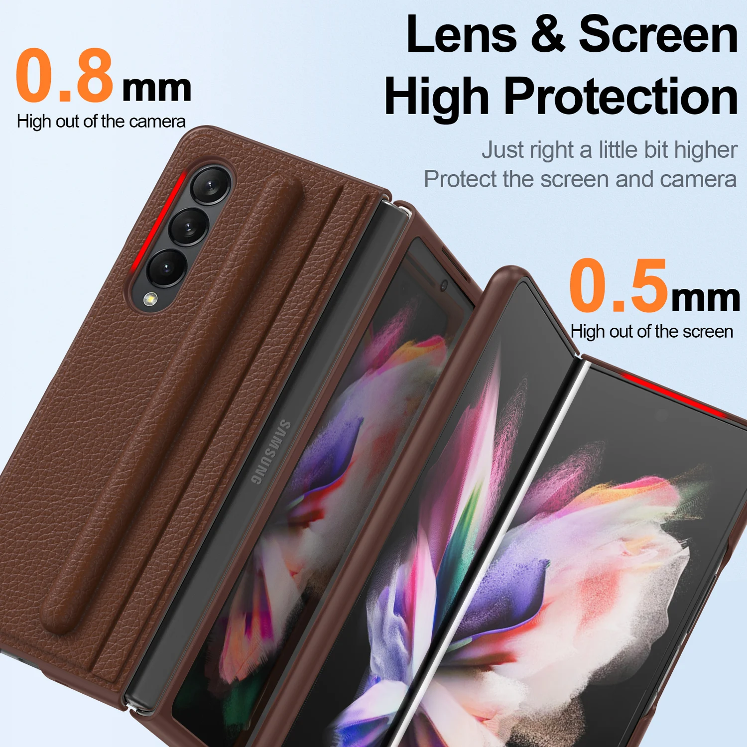 Cena Prawdziwy Skórzany Pokrowiec Do Samsung Galaxy Z Fold 3 Etui Z S Pen Slot Lychee Wzór Z Fold3 Magnetyczny Pokrowiec Z Uchwytem Na Długopis