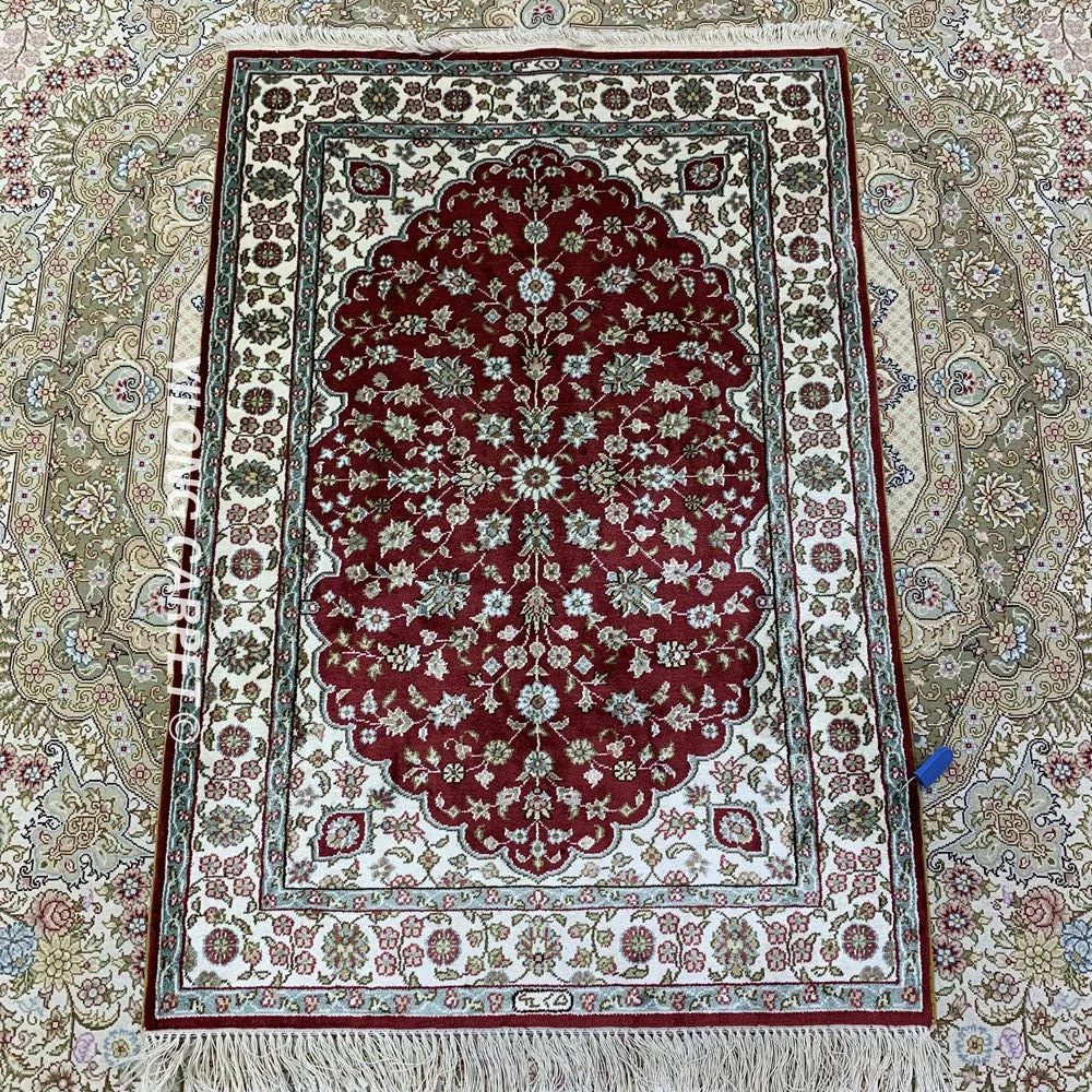 Yilong 2'x3' ручной персидский ковер турецкий красный элегантный шелковый (HF088B