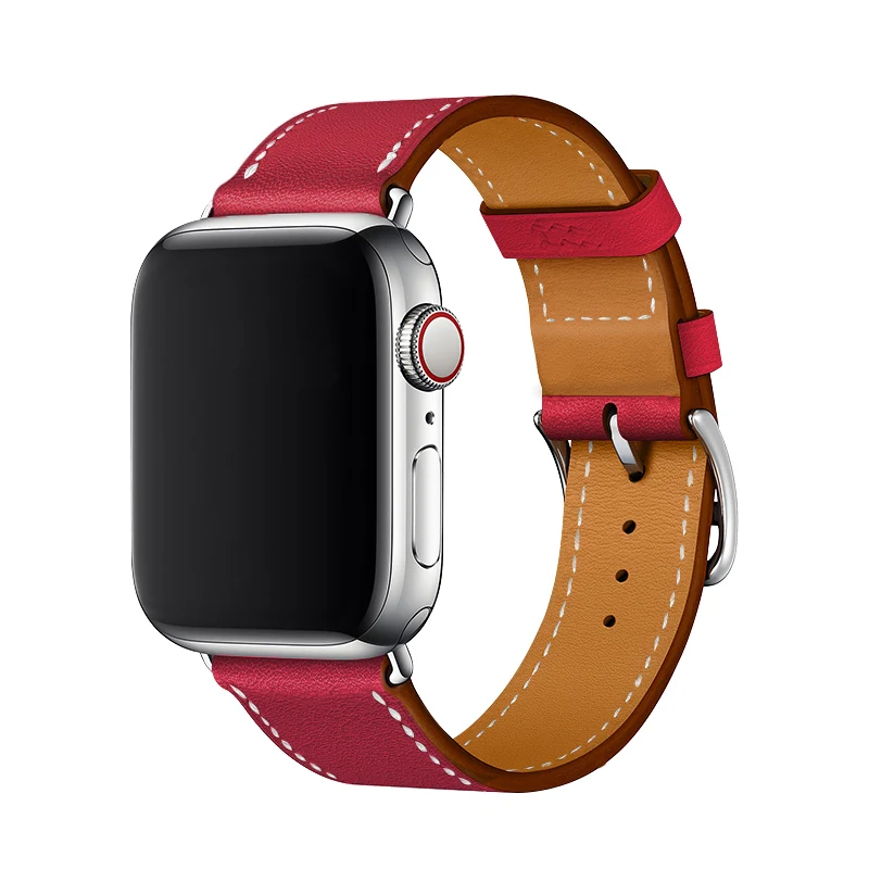 Dark Red Carouse Натуральная кожа ремешок для наручных часов Apple Watch, версии 4/3/2/1 38 мм 42 мм качество кожи для наручных часов iWatch, спортивный ремешок 40 мм 44 мм - Цвет ремешка: Dark Red