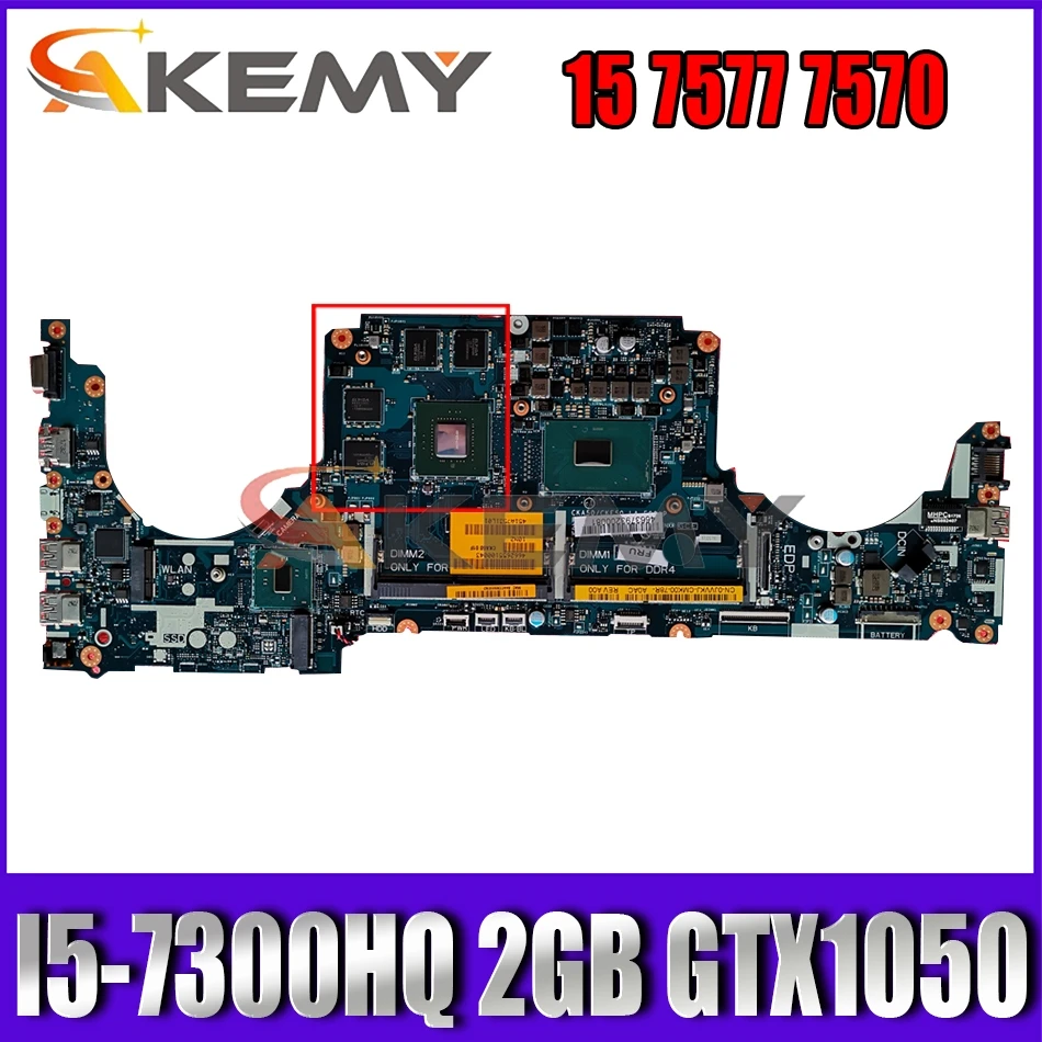 

I5-7300HQ для DELL INSPIRON 15 7577 7570, материнская плата ноутбука, LA-E991P 0 jvkj JVVKJ 2 Гб GTX1050, материнская плата, ноутбук, ПК