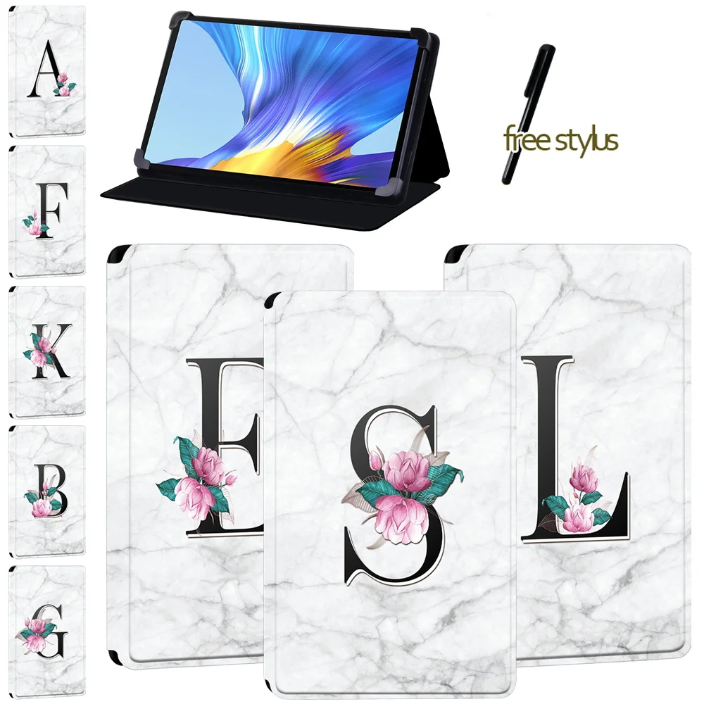 

Cover Case Fit Huawei Honor V6/Enjoy Tablet 2 10.1/MatePad(10.4/10.8/Pro 10.8)/Huawei MatePad T8 White Marble Letter Tablet Case