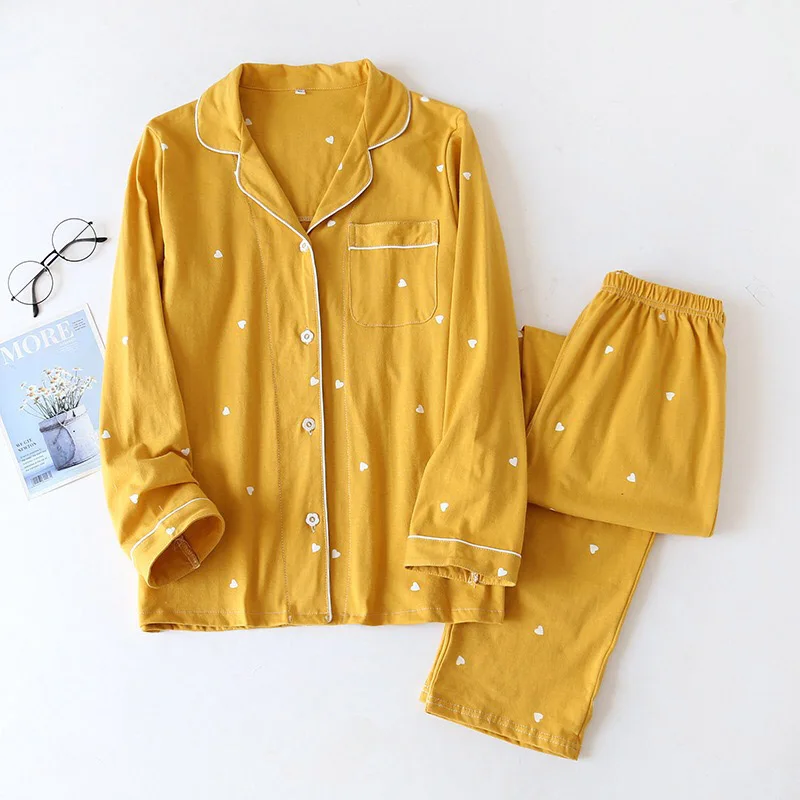 Женский хлопковый комплект с длинным рукавом домашняя одежда большого размера