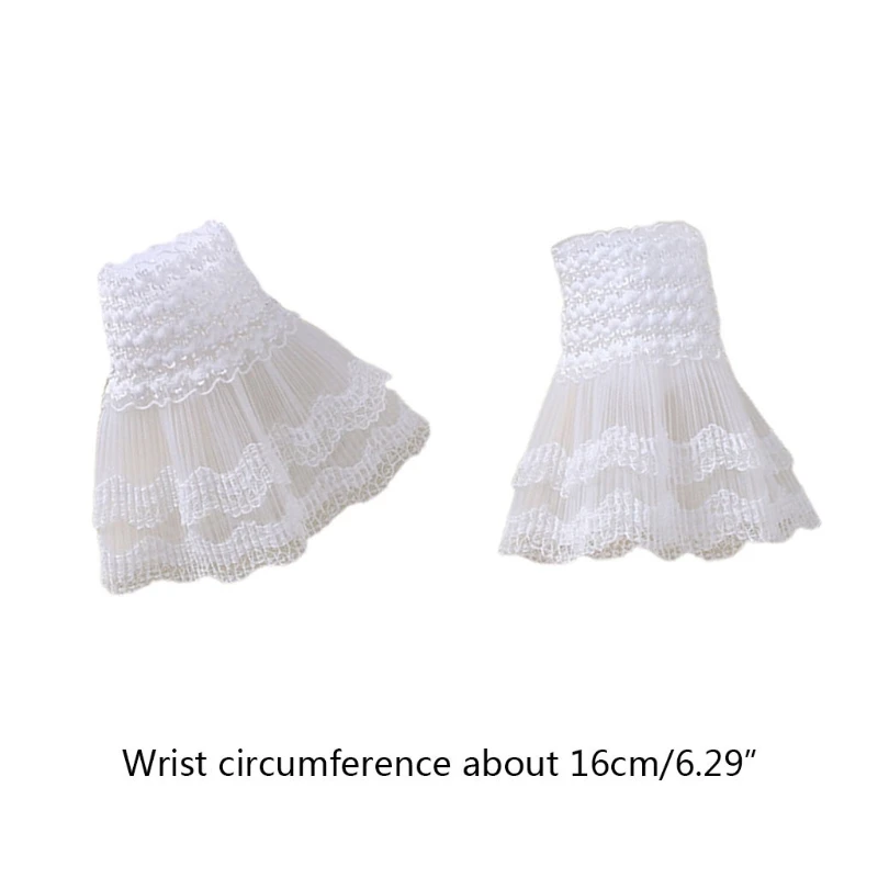 

1 пара, для женщин и девочек, поддельные расклешенные рукава, многослойные кружевные плиссированные с рюшами, ложные манжеты, Q6PB