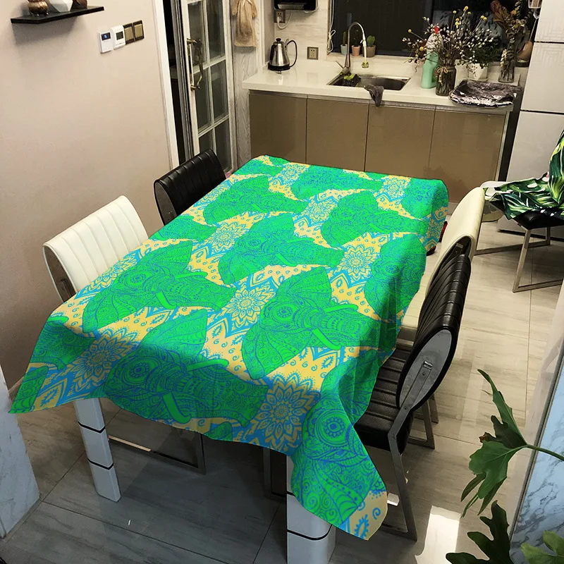 

Printed household tablecloth elephant pattern washable decorative household waterproof tablecloth