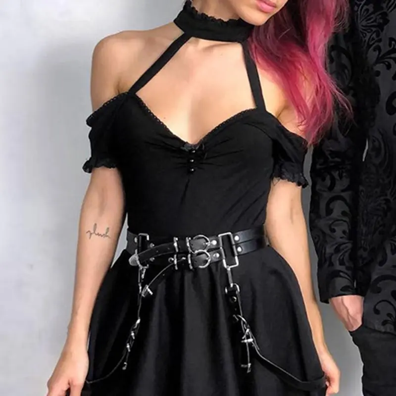 Летние элегантные готические шикарные сексуальные Клубные футболки для женщин