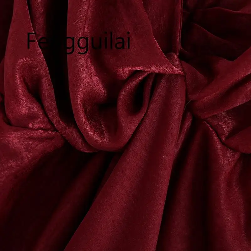 FENGGUILAI 2019 каскадные платья женские модные однотонные шелковые текстурированные