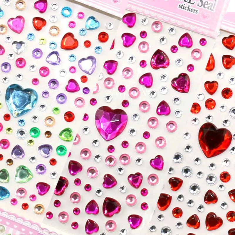 Многоцветный любящее сердце бриллиант уход за кожей лица бровей наклейки 3D