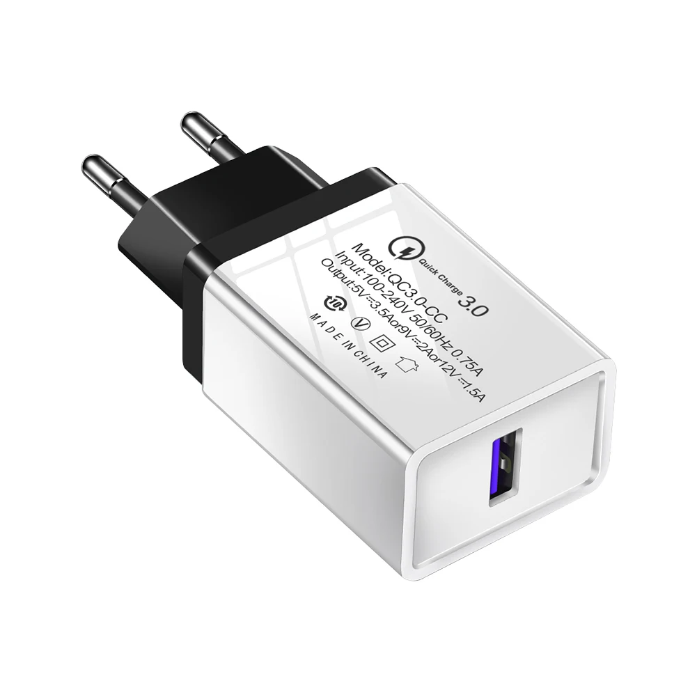 Быстрая зарядка 3,0 USB настенное зарядное устройство адаптер питания для путешествий QC 3,0 одно USB зарядное устройство для iPhone samsung Note 8 LG htc быстрая зарядка