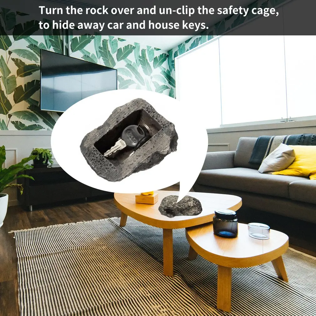 

Stone Shape Security Safe Storage Box Portable Small Size Resin Desktop Keys Storage Box Organizer