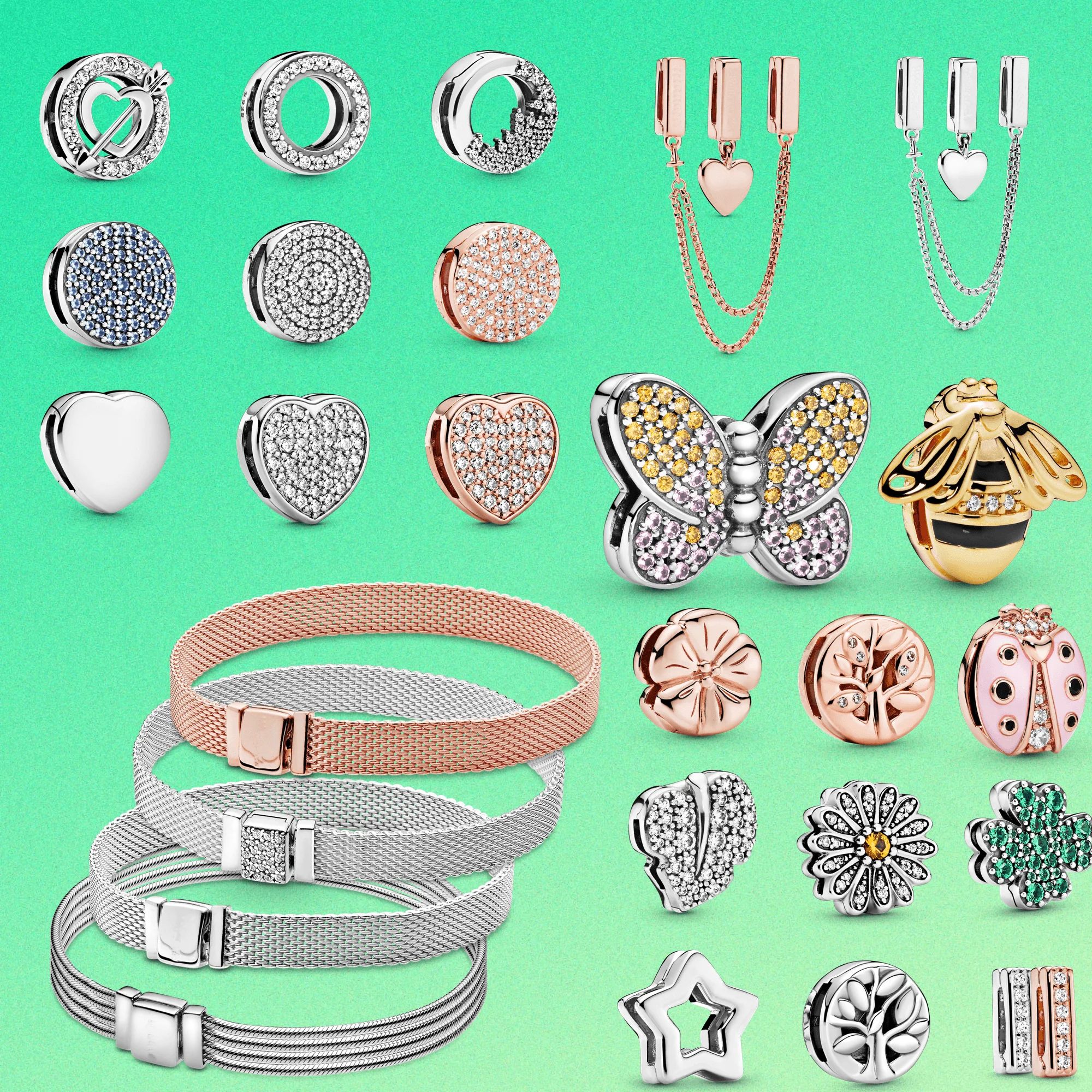 

2021 Genuine 925 Sterling Silver Bead Clip Ornament Heart Daisy Flower Clip Ornament Fits Original Pandora Reflection Bracelet