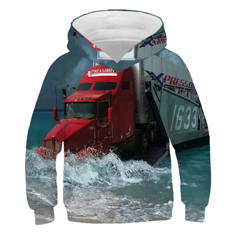 

Children Hoodies Sweatshirt For Boys/Girl Big Truck Printed Cool 3D Street Long Sleeve Kids Casual Spring Autumn Clothing
