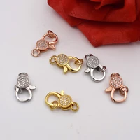 3 pcs lobster clasp 12x24mm 18k gold filled cz micro pave coin clasps finding
