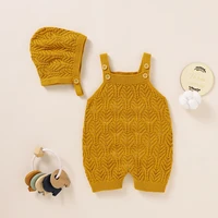 baby rompers newborn bebes unisex solid cotton knitted jumpsuits caps outfits suits spring summer fall toddler infant clothing