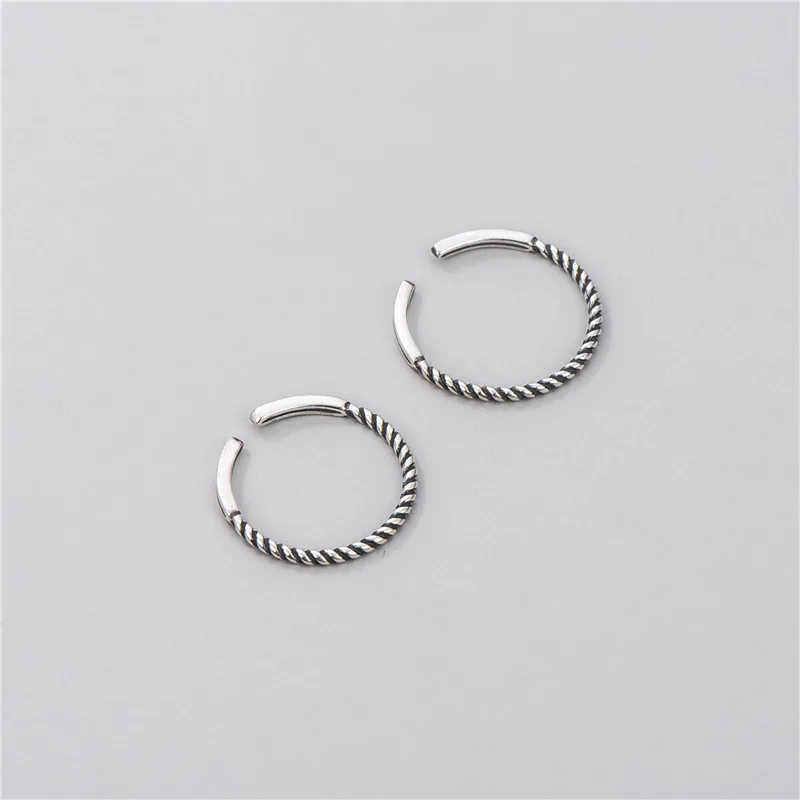 

Real S925 Sterling Silver Twist Line Ring Female Thailand Silver Vintage Personality Trend Open Ring Women's Jewelry