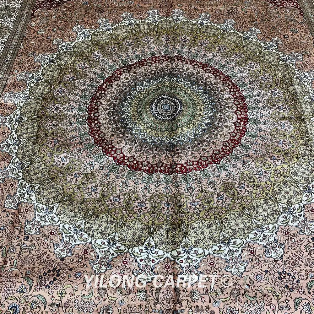 Goede Yilong 9'x12 'eersteklas Mooie Roze Handgemaakte Zijden Rug Qum Zijde Tapijt (SL886A9x12)