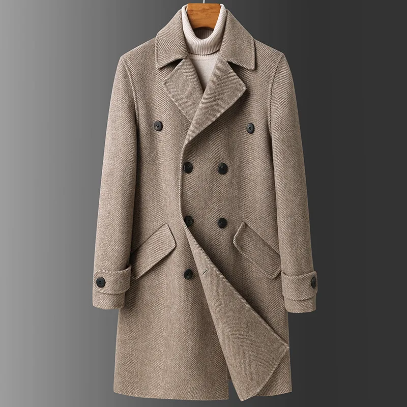 Новое двухстороннее шерстяное пальто albaka ветровка мужское двубортное средней