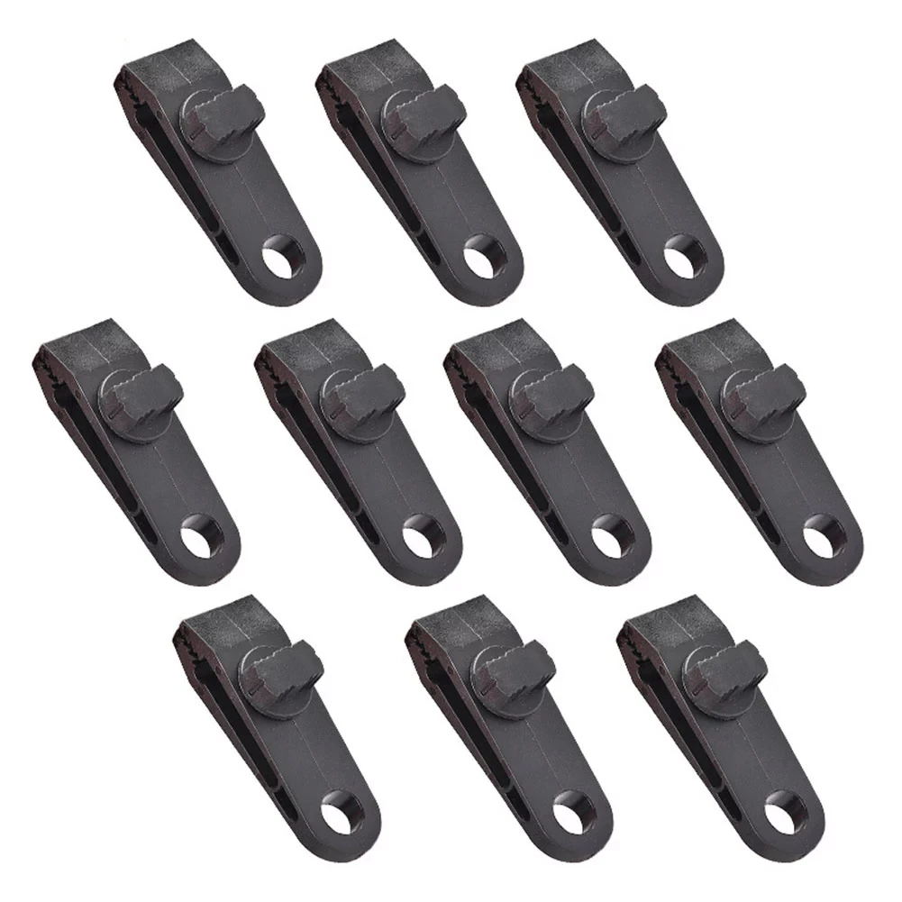 

10pcs Hook Plastic Windproof Clamp Set Survival Grommet Tent Clips Buckle Awning Tarp Fixed Outdoor Mini Black Hangers