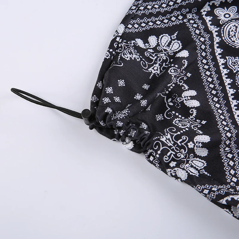 

Weekeep Vintage Print Hollow Out Sweatpants Women High Waist Drawstring Straight Long Pants Summer Loose Trousers Casual Street