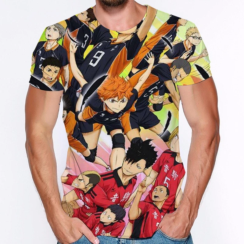 

The New Summer Men's T-shirt Volleyball Theme Anime Cartoons Men's shir 3D Printing Casual Soft Father And Son Outfit