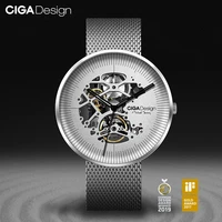 ciga design my series stainless steel automatic mechanical watch skeleton leather strap wristwatch hollow fashion watch