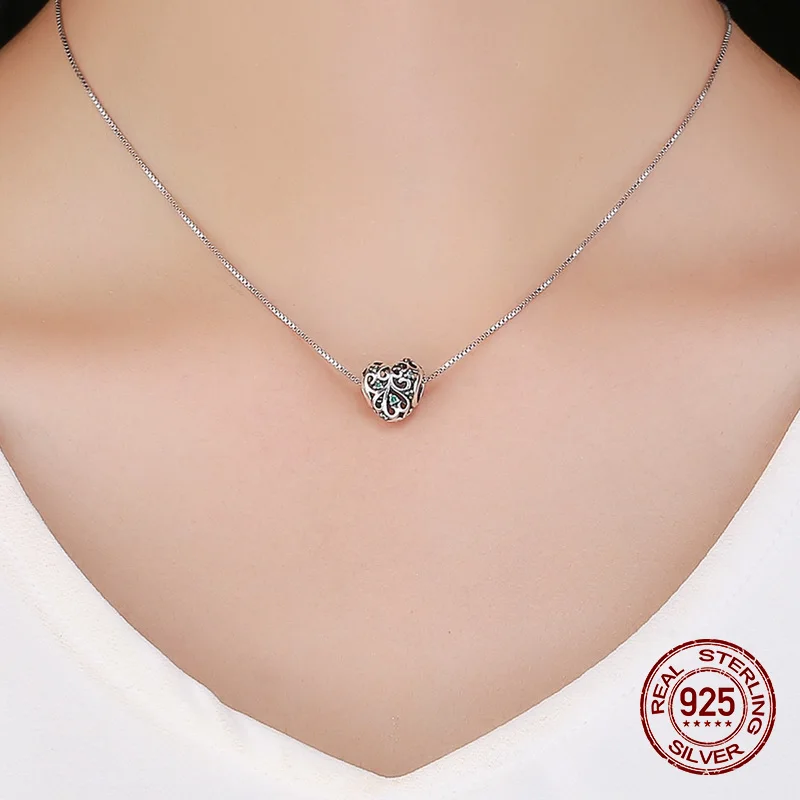 Womak Подлинная искусственная серебряная подвеска в форме сердца из дерева жизни