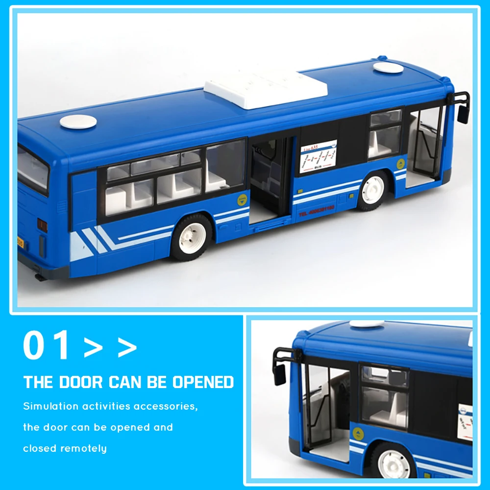 DOUBLE E RC Car 6 Channel 2.4G Remote Control Bus City Express High Speed One Key Start Function Sound and Light Can Open Door enlarge