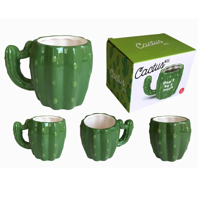 Симпатичная керамическая чашка С КАКТУСОМ домашняя креативная для пары завтрака