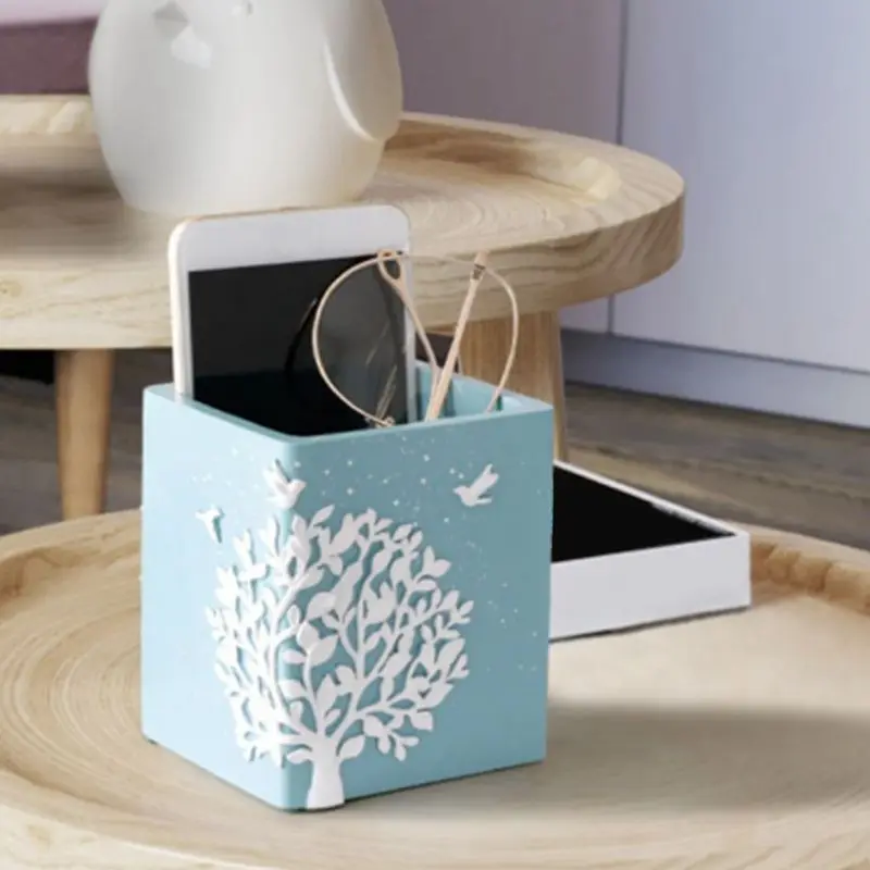 

Resin Cute Pen Holder Office Desktop Decor Organizer Round Square Cosmetic Pencil Pen Holders Stationery Container