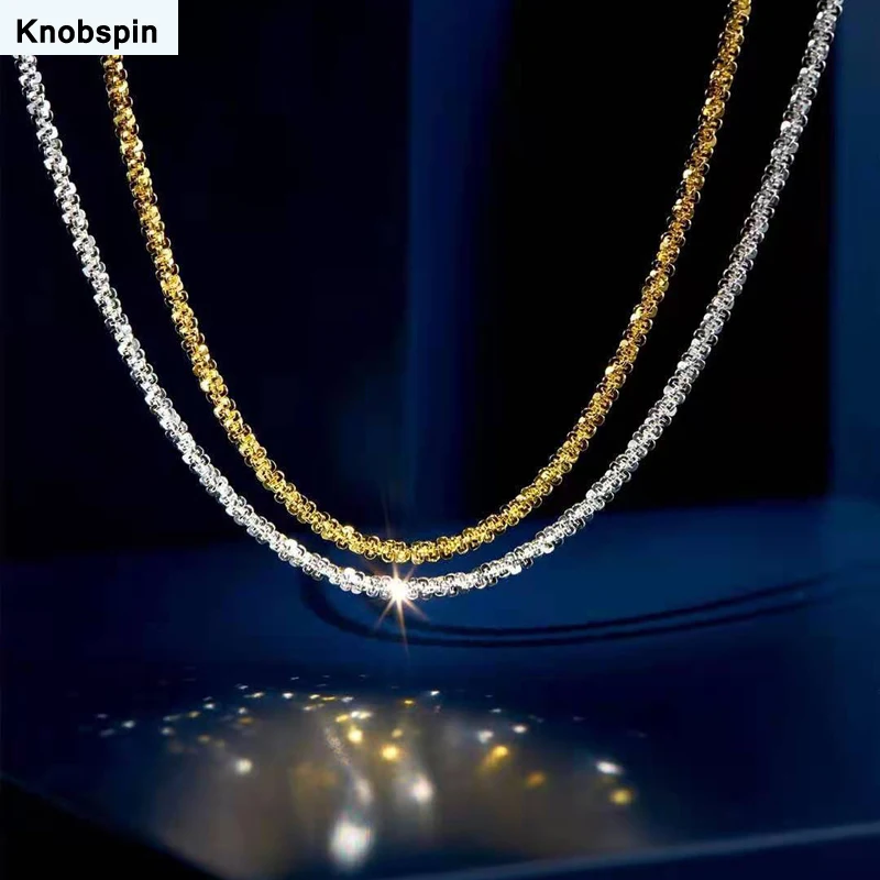 

Knobspin 100% 925 Sterling Silver 2021 Fashion Vintage Sparkling Clavicle Chain Necklace For Women Fine Jewelry Holiday Party