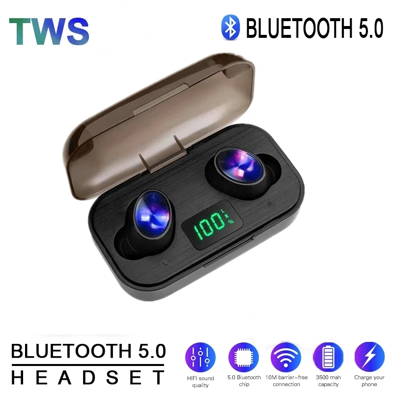 2000 мАч сенсорный контроль Bluetooth Беспроводная 5 0 гарнитура наушники светодиодный