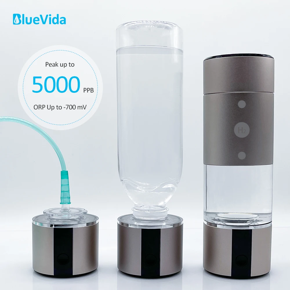 Gerador de Água de Hidrogênio Qualidade até 5000ppb 3 em 1 Uso com Kit Bluevida Super Nanotech Dupont Pem Inalador Display Led Spe