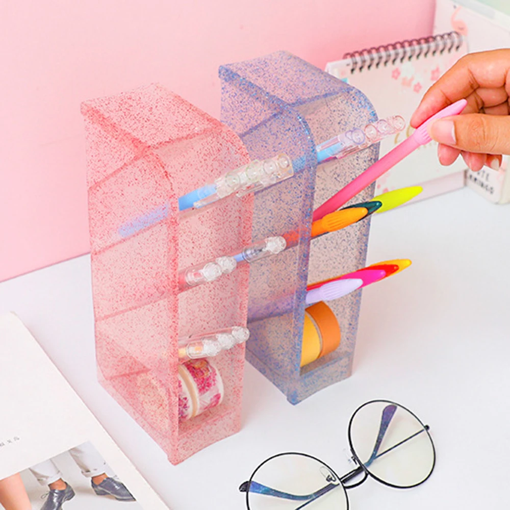 

Kawaii Large Capacity Desk Pen Holder Pencil Makeup Storage Box Desktop Organizer Stand Case Office Accessories Stationery store