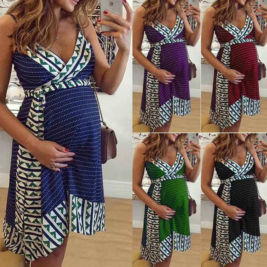 

Maternity Women Dress Clothes Pregnant Maternity Nursing Stripe Breastfeeding Summer Backless Dress Pregnancy Dress Nightdress